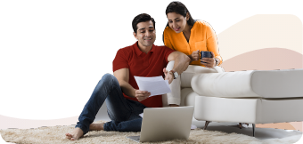 Family looking at savings plans